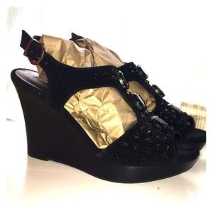 Priced to sell! Reba suede wedges with rhinestones